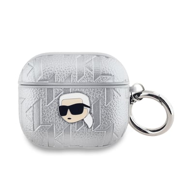 Custodia per AirPods 3 con monogramma e disegno della testa di Karl in rilievo