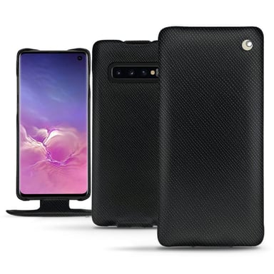 Housse cuir Samsung Galaxy S10 -  - Noir - Cuir saffiano