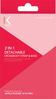 Bandouliére détachable et support 2-en-1 pour Apple iPhone 12/12 Pro, Rouge Ardent