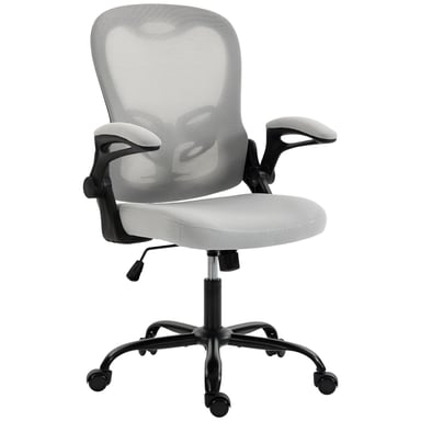 Roline Chaise de Bureau Ergonomique Grise Maille Accoudoirs Relevables