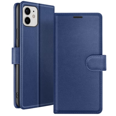 Zanaé Funda tipo cartera para iPhone 12 y 12 Pro con soporte y lengüeta magnética Azul oscuro