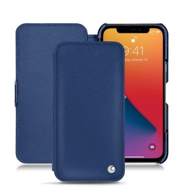 Housse cuir Apple iPhone 13 Pro - Rabat horizontal - Bleu - Cuir saffiano