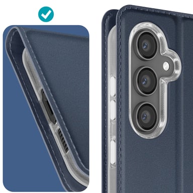 Funda para Galaxy S23 FE Solapa Tarjetero Soporte vídeo Dux Ducis Azul oscuro