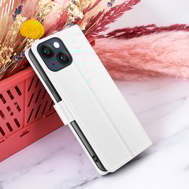 Zanaé Funda tipo cartera para iPhone 14 con soporte y lengüeta magnética Blanco