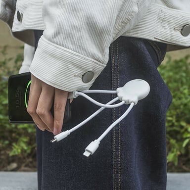 BIG BEN XOOPAROCTOBDRPWHT câble de téléphone portable Blanc 0,1 m USB A Micro USB + Lightning + USB C