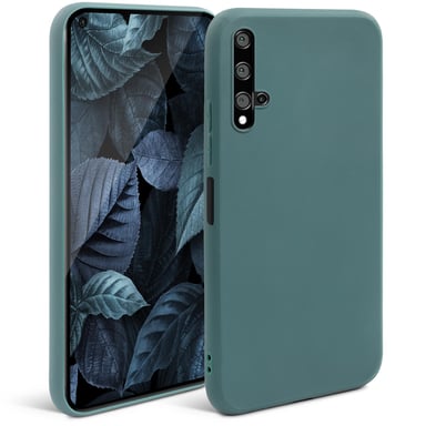 Moozy Minimalist Series Coque en silicone pour Huawei Nova 5T et Honor 20, bleu gris – Finition mate fine et souple en TPU