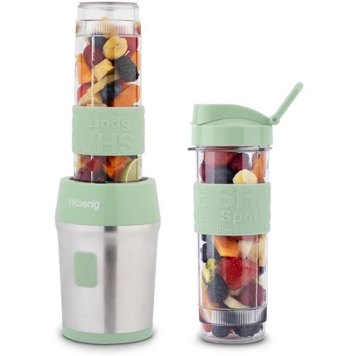 Mini Blender Smoothie Transportable Compact 570mL H.Koenig SMOO18 Sans BPA Puissant Mixeur à Smoothie 2 Bouteilles Portables 4 Lames en Inox 2 gourdes avec couvercles de voyage incluses - vue 6