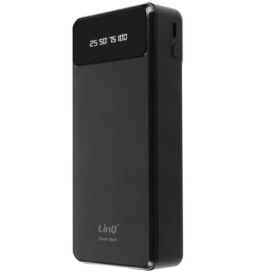 Batería reserva LinQ 25800mAh 4en1 Cable extraíble y salida USB compacta Negro