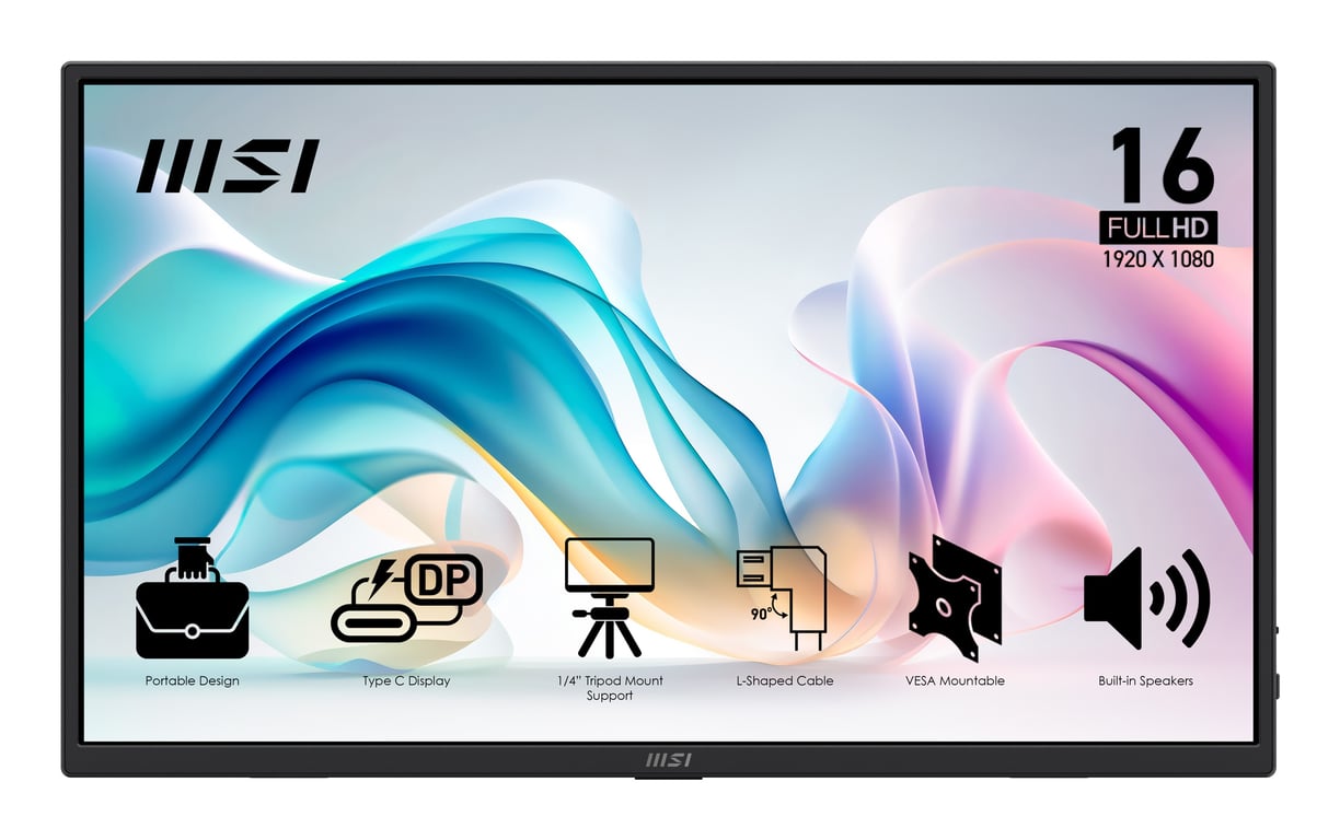 MSI PRO MP165 E6 téléviseur et moniteur portables Moniteur portable 39 6 cm 15.6 LED 1920 x 1080 pixels Neuf