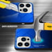 Coque pour Apple iPhone 14 PRO MAX en BLEU - NOIR Housse de protection Étui bicolore en silicone TPU et dos en verre trempé