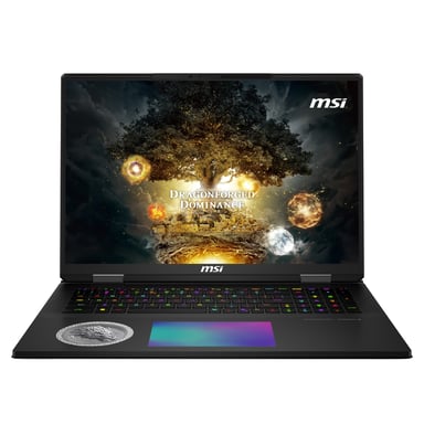 MSI Titan 18 HX Dragon Edition Norse Myth A2XWIG-284FR Intel Core Ultra 9 285HX Computer portatile 45,7 cm (18'') UHD+ 64 GB DDR5-SDRAM 6 TB SSD NVIDIA GeForce RTX 5080 Wi-Fi 7 (802.11be) Windows 11 Pro Nero