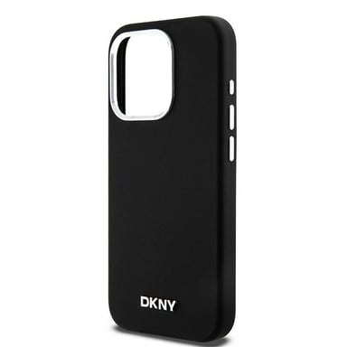 Étui DKNY pour iPhone 15 Pro 6.1'' noir étui rigide Liquid Silicone Small Metal Logo MagSafe