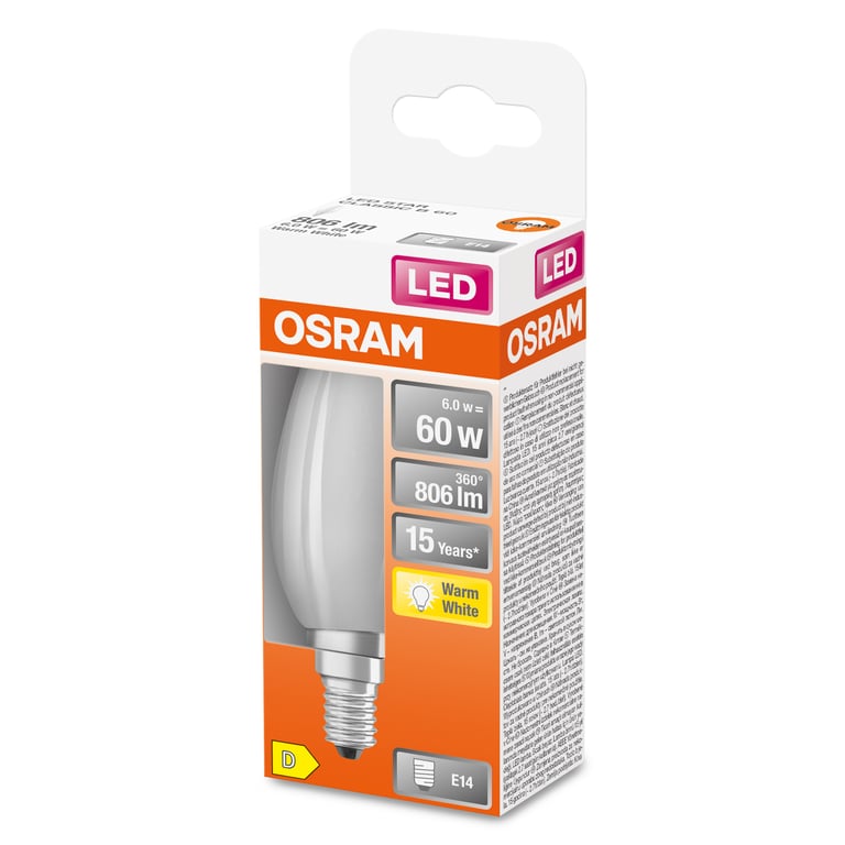 OSRAM LED sphérique verre dépoli E14 806lm chaud - vue 6