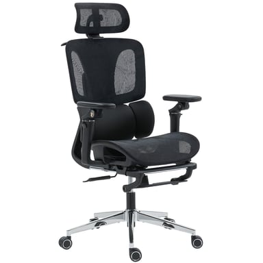 Roline Chaise de bureau ergonomique noire maille avec repose-pieds