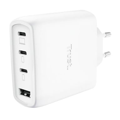 Cargador de Pared GaN Trust Maxo 65W 26068- 3xUSB Tipo-C- 1xUSB- Incluye Cable USB Tipo-C- 65W