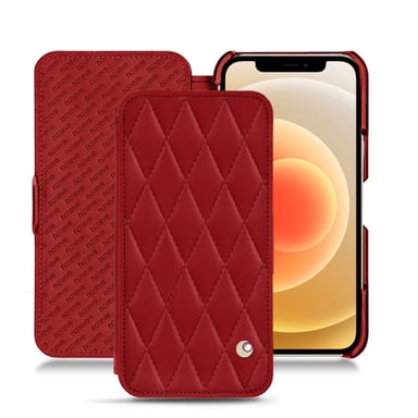 Housse cuir Apple iPhone 12 mini - Rabat horizontal - Rouge - Cuir lisse couture