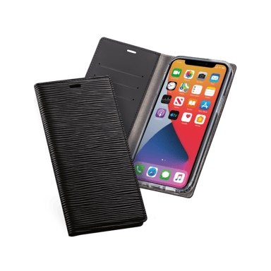 Diarycase 2.0 Guscio in vera pelle con supporto magnetico per Apple iPhone 12 mini, nero notte