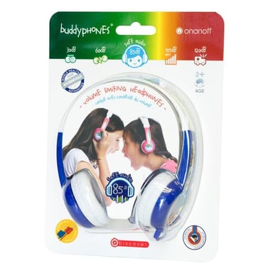 BuddyPhones 0727542484302 écouteur/casque Écouteurs Avec fil Arceau Musique Bleu, Blanc
