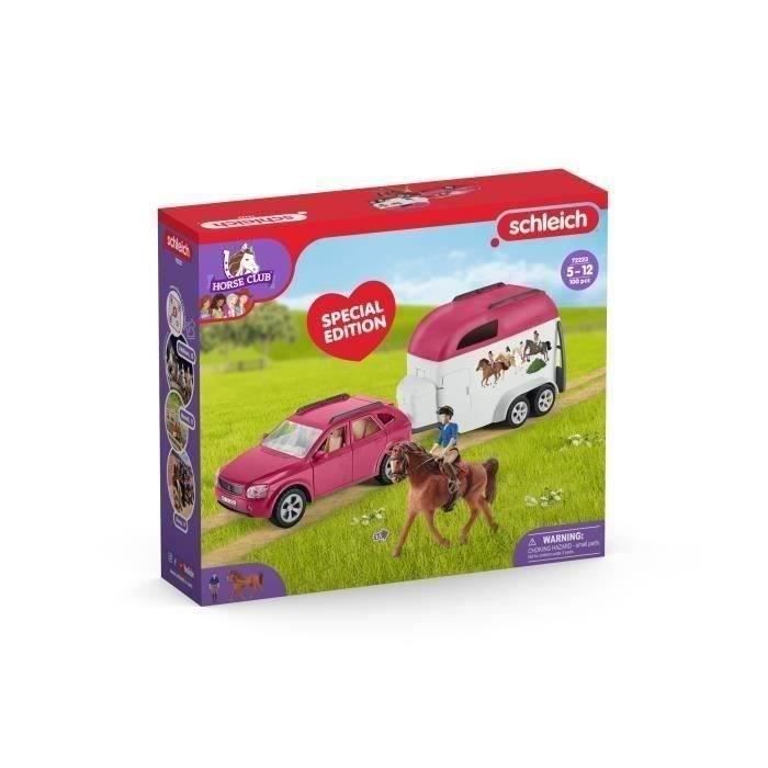 Voiture avec remorque pour chevaux, Coffret schleich avec 1 cheval schleich inclus, coffret figurines pour enfants de 5 ans, - Neuf