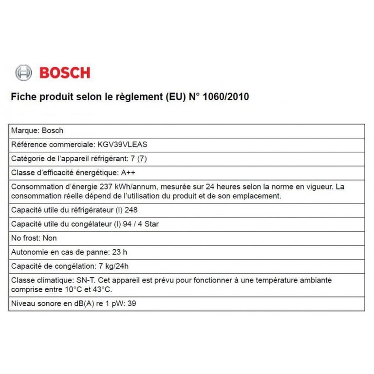 BOSCH KGV39VLEAS - vue 8
