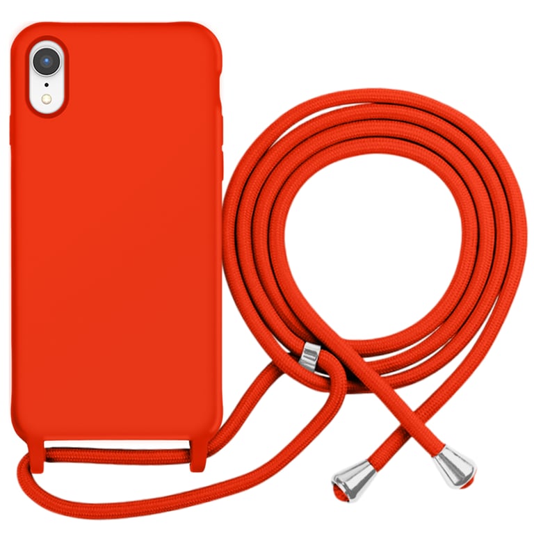 MOXIE Coque pour iPhone XR en TPU Premium Color Lace avec Cordon Tour de Cou Rouge