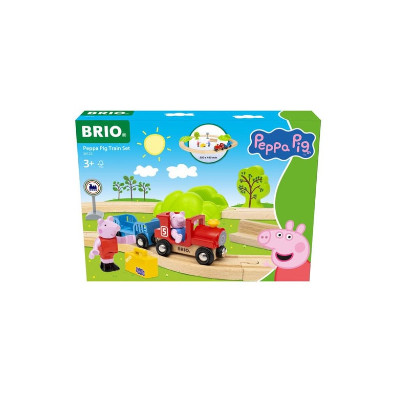 BRIO World 36123 Circuit Peppa Pig Coffret complet 18 pièces avec figurines Peppa Pig et George Circuit de train en bois dès - vue 2