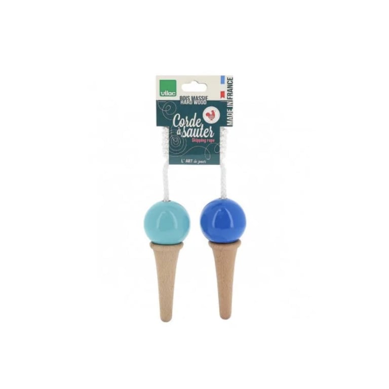 Corde a sauter en bois Bi-gout bleue - Neuf