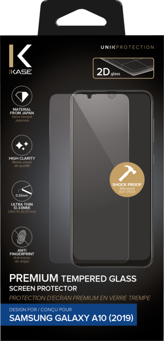 Protection d'écran premium en verre trempé pour Samsung Galaxy A10 2019, Transparent