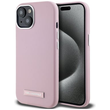 Custodia Karl Lagerfeld FW Metal Plate MagSafe per iPhone 15 rosa