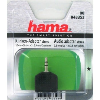 Hama Audio Adapter 3,5 mm Plug Stereo - 2 x 3,5 mm Jack Stereo 3.5 mm M 2 x 3.5 mm F Noir