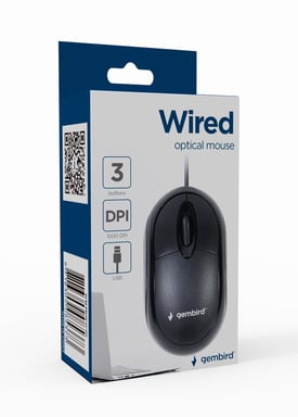 Gembird MUS-U-01 souris Ambidextre USB Type-A Optique 1000 DPI