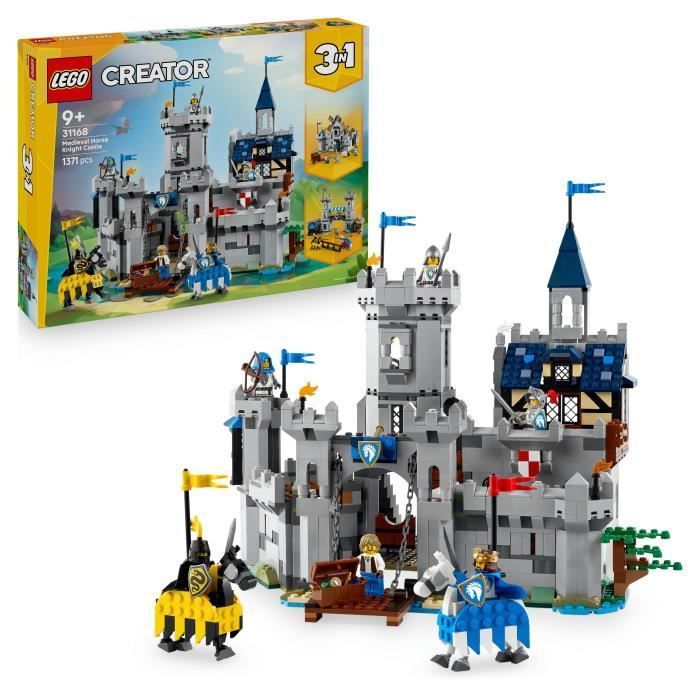 Creator 3-en-1 31168 Le Château Médiéval des Chevaliers - Jeu de Construction 9 ans - Neuf