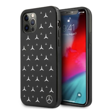 Funda Mercedes para iPhone 12/12 Pro 6.1'' Negro Plata Motivo estrella