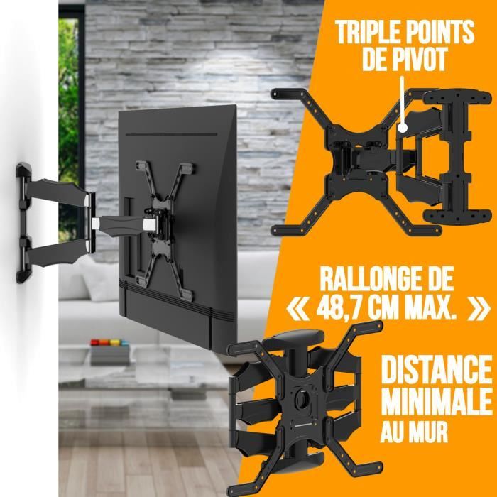 NANOOK Support Mural orientable pour téléviseurs 40 65 Pouces Inclinable Support Mural pour téléviseurs LCD LED QLED et OLED - vue 4