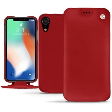 Housse cuir Apple iPhone Xr - Rabat vertical - Rouge - Cuir lisse