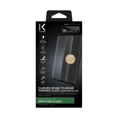 Protezione dello schermo in vetro temperato da bordo a bordo per OPPO Find X2 Neo, nero