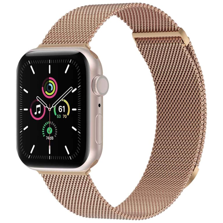 imoshion Bracelet magnétique milanais pour Apple Watch | 44/45/46/49 mm - Taille S - Rose Doré - Neuf
