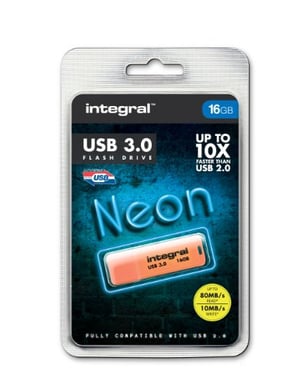 Integral INFD16GBNEONOR3.0 lecteur USB flash 16 Go USB Type-A 3.2 Gen 1 (3.1 Gen 1) Orange