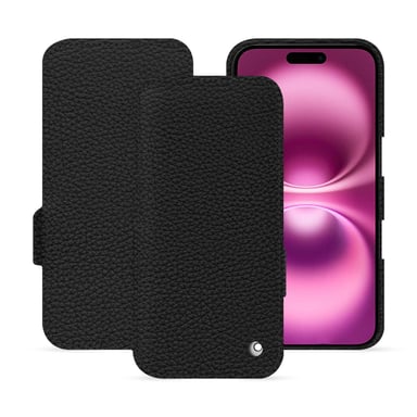 Housse cuir Apple iPhone 16 Plus -  - Noir - Cuir grainé