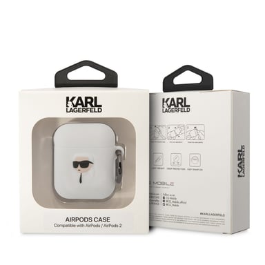 Coque Silicone AirPods 1/2 Karl Head 3D Luxe Antichoc Noir
