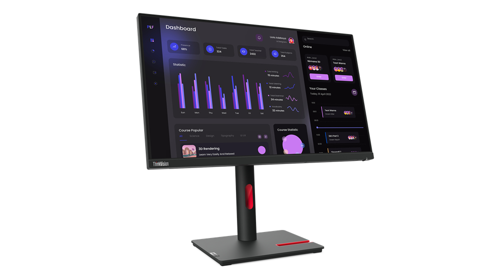 Lenovo ThinkVision T24i-30 LED display 60,5 cm (23.8 ) 1920 x 1080 pixels Full HD Noir - Neuf