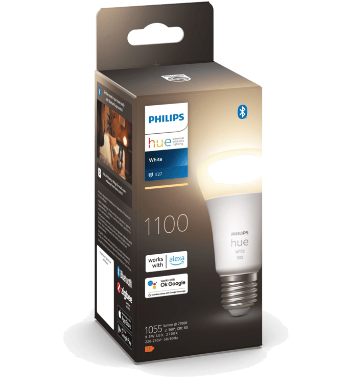 PHILIPS Hue White - Ampoule LED connectée E27 - 9,5W équivalent 75W - Compatible Bluetooth