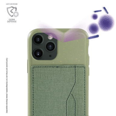 Bandolera vegana orgánica antibacteriana para Apple iPhone 11 Pro, verde albahaca