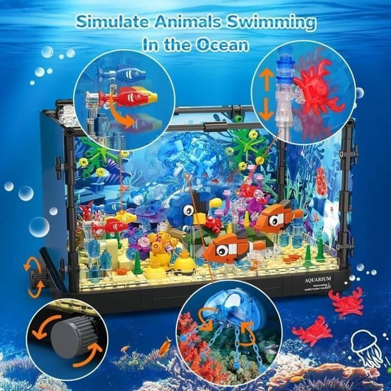 Jeu De Construction Aquarium Hogokids 725 Pièces Avec Led Monde Marin - vue 3