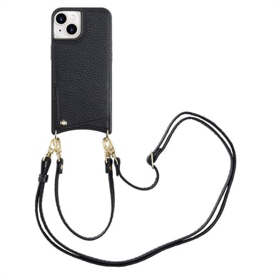 Selencia Coque de télephone Nova avec cordon et porte-cartes pour Apple iPhone 15 - Noir