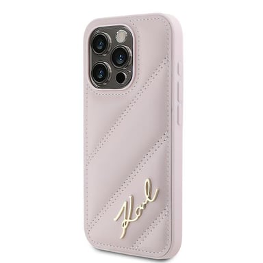 Custodia Karl Lagerfeld per iPhone 15 Pro Max 6,7'' rosa Custodia rigida Diagonal Quilted Script