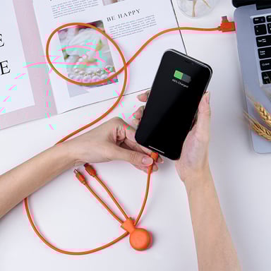 Câble Multi-Connecteurs En Plastique Recyclé Mr Bio Long 1M Xoopar Orange