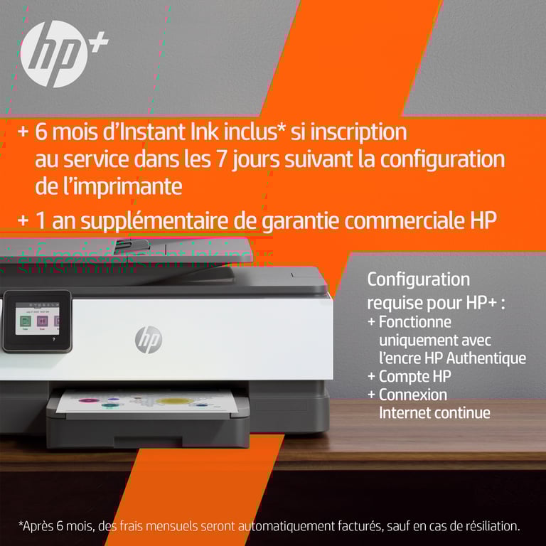 HP OfficeJet Pro Imprimante tout en un Jet d'encre couleur – d'Instant Ink inclus avec HP+ CopieScanFaxChargeur auto de documents RectoVerso Wifi - vue 3