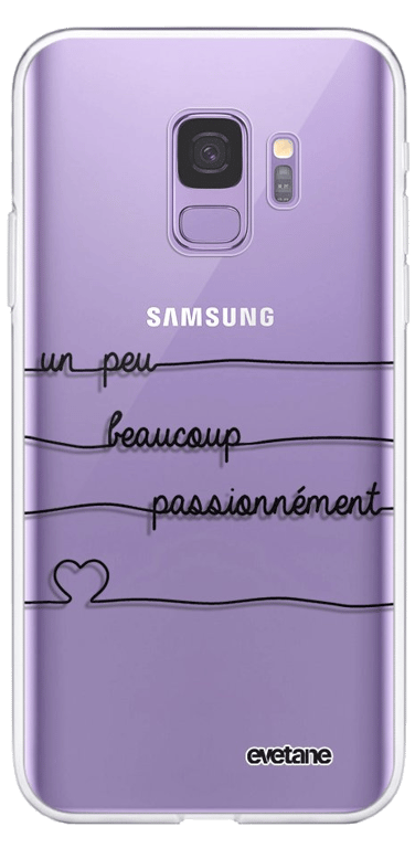 Evetane Coque Samsung Galaxy S9 silicone transparente Motif Un peu, Beaucoup, Passionnement ultra re