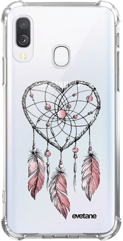 Evetane Coque Samsung Galaxy A40 anti-choc souple angles renforcés transparente Motif Attrape coeur